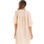 Cotton British Made Peach Button Front Nightdress, thumbnail 2 of 4