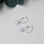 Sterling Silver Dangle Moonstone Huggie Hoop, thumbnail 4 of 12