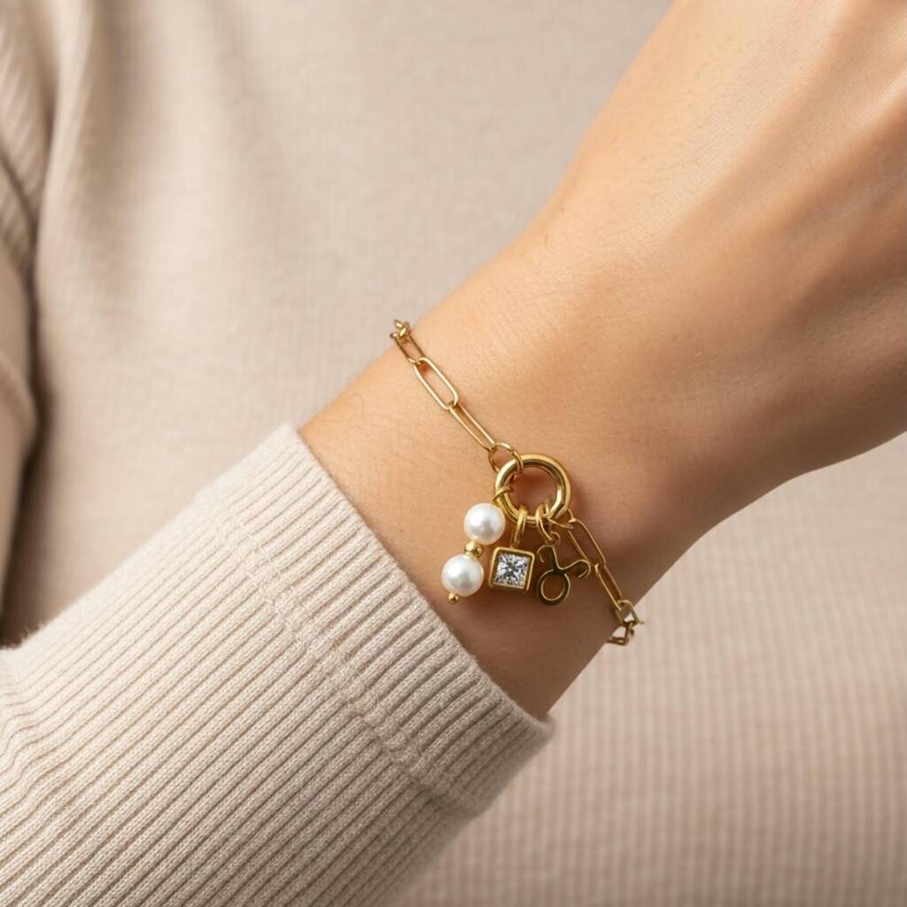 Charm Builder™ Gold Paperclip Chain Clasp Charm Bracelet, 1 of 12