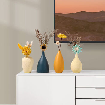 Set Of Four Small Ceramic Mini Flower Vases, 3 of 4