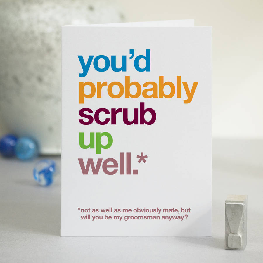 Funny 'Will You Be My Groomsman?' Card, 1 of 3