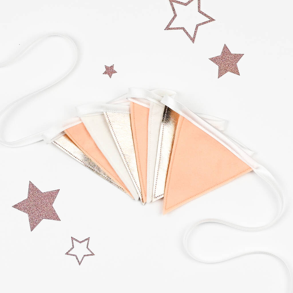 Rose Gold And Peach Felt Bunting, 1 of 3