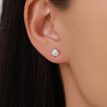 Sterling Silver Starfish And Shell 18 G Screw Back Stud Earrings, 6 of 12