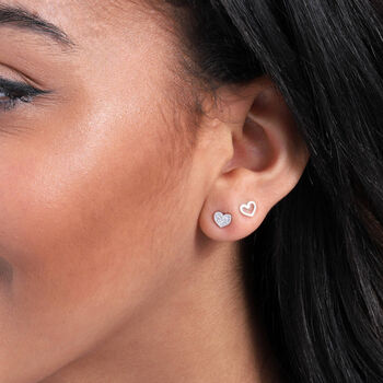 'Thank You' Sterling Silver Asymmetric Heart Earrings, 4 of 6