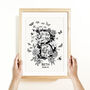 Personalised Monochrome Floral Initial Print, thumbnail 2 of 11