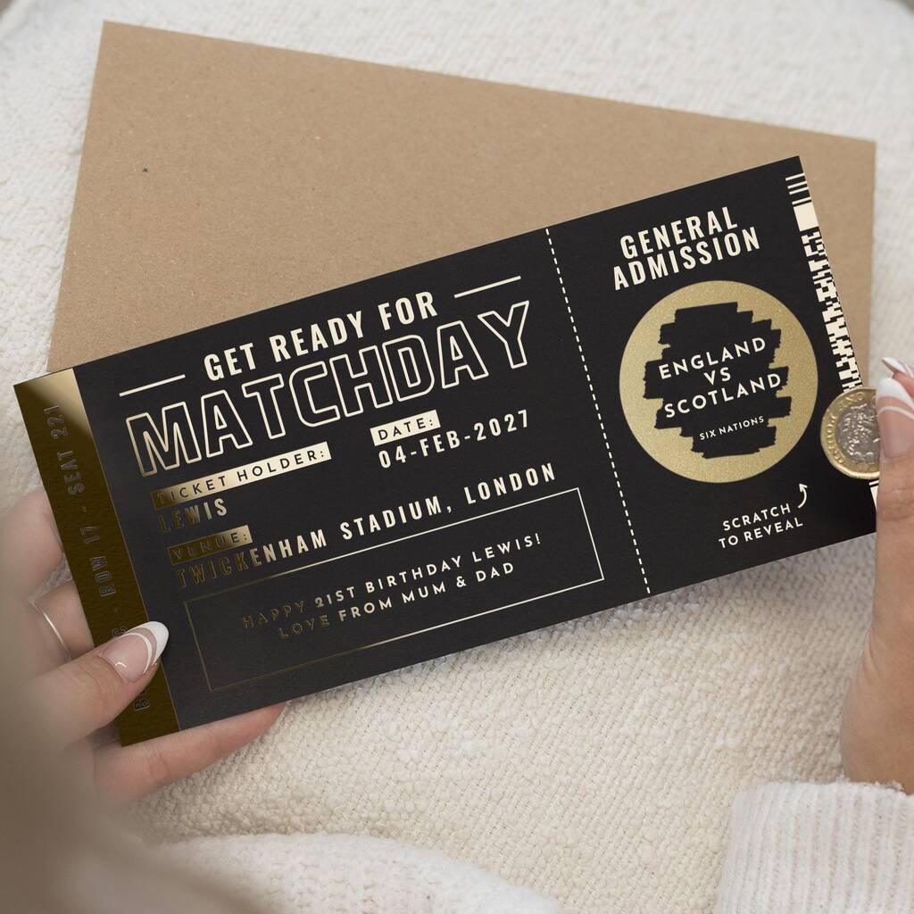 Personalised Football Or Rugby Scratch Ticket Voucher, 1 of 9