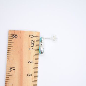 Sterling Silver Round Turquoise Stud Drop Earrings, 3 of 5