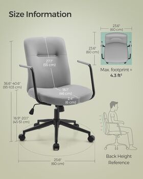 Swivel Office Chair Ergonomic Curved Backrest Cushion, 11 of 12