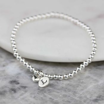 Personalised Skinny Bead Bracelet With Heart Charm, 7 of 12