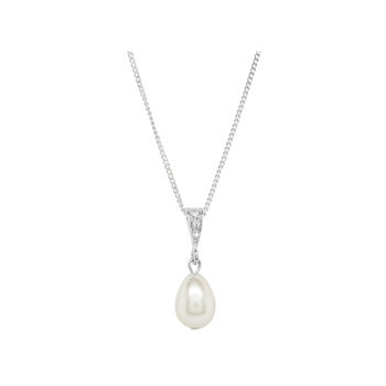 Bridal Teardrop Ivory Pearl Sterling Silver Necklace, 2 of 6