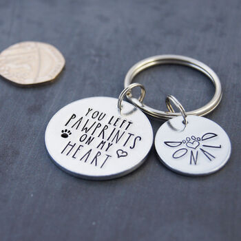 Pet Memorial Key Ring. Paw Prints On My Heart, 3 of 5