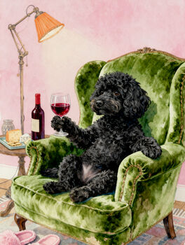 Your Own Dog Sipping Red Wine Wall Art Print, 3 of 7