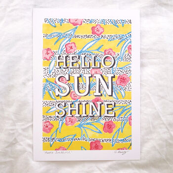 'Hello Sunshine' Illustrated Typography Print, 3 of 3
