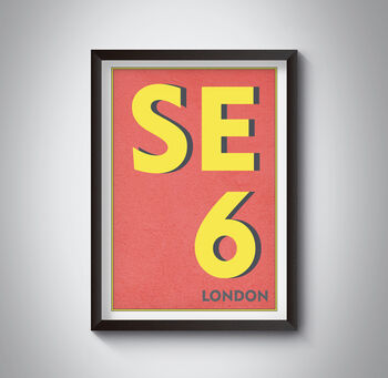 Se6 Catford, London Postcode Typography Print, 3 of 5