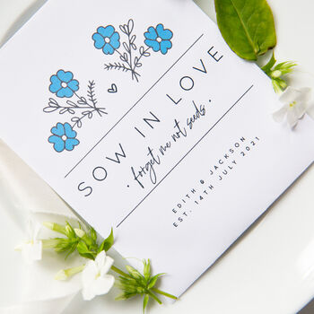 10 'Sow In Love' Forget Me Not Seed Packet Favours, 3 of 5