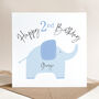 Personalised 1st / 2nd Birthday Card: Pink Or Blue Elephant Design, thumbnail 7 of 9