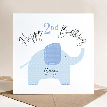 Personalised 1st / 2nd Birthday Card: Pink Or Blue Elephant Design, 7 of 9