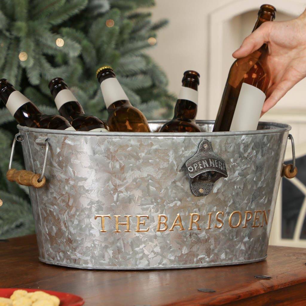 Luxury Galvanised Ice Bucket With Bottle Opener By Dibor