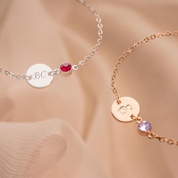 Initial Disc And Colette Birthstone Bracelet, 2 of 12