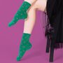 Women's Glitter Socks Green Stars, thumbnail 1 of 5