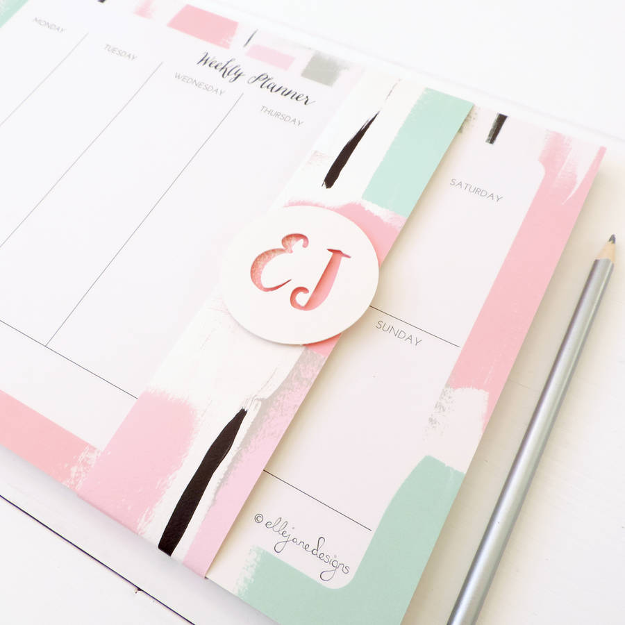 Personalised Weekly Planner Desk Pad Abstract By Elle Jane Designs