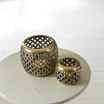Brass Metal Round Candle Holder 14cm, 3 of 3