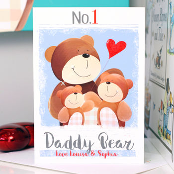 Personalised Number One Daddy Papa Bear Card, 3 of 9