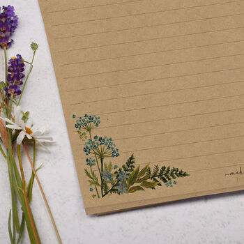 A4 Kraft Letter Writing Paper With Floral Corners, 2 of 4