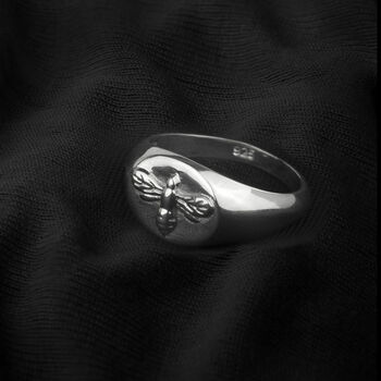 Bee Signet Ring In Sterling Silver, 3 of 4