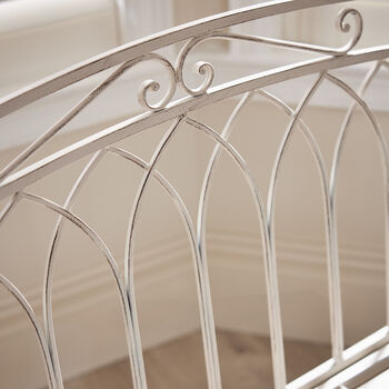 Cream Iron Arched Back Garden Bench, 3 of 5