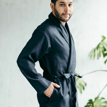 Men's Linen Robe, 6 of 12