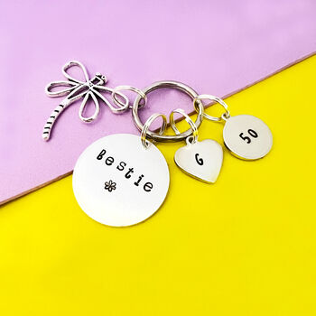 Dragonfly Personalised Bestie Keyring Keepsake, 4 of 9