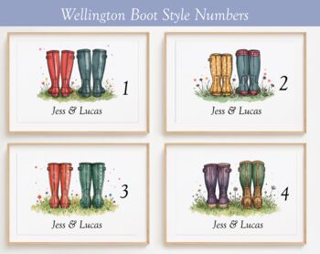 Personalised Colourful Wellies Couple Card, 3 of 4