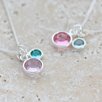 Mother And Child Birthstone Charm Necklace, 6 of 11