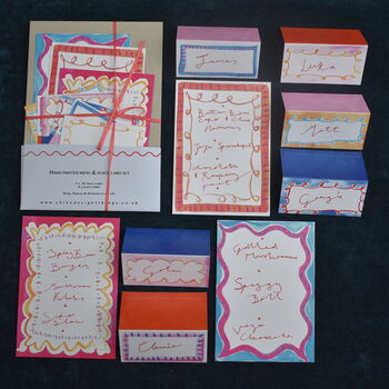 Recycled Wiggly Line Menu And Place Card Set, 2 of 12