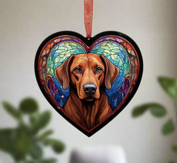 Rhodesian Ridgeback Stained Glass Effect Heart Suncatcher, 2 of 5
