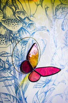 Cathedral Rose Pink Butterfly Stained Glass, 5 of 7