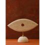 Travertine Eye Sculpture With Brass Accent, thumbnail 1 of 3