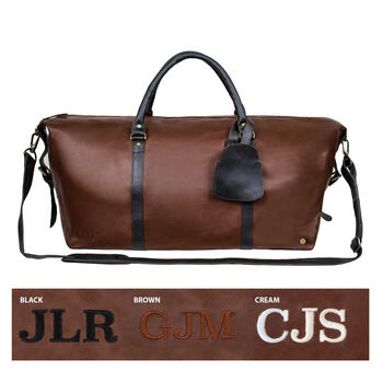 Personalised Two Tone Leather Armada Duffle Holdall, 3 of 8