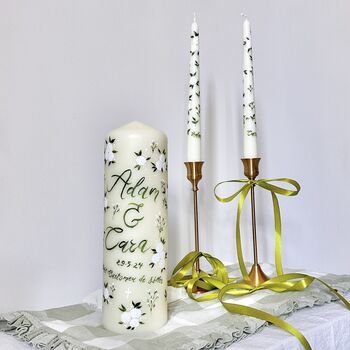Personalised Hand Painted White Rose Wedding Unity Set, 2 of 6