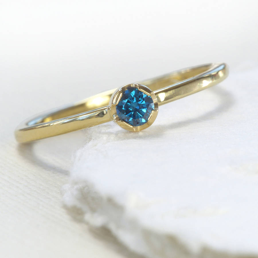 blue diamond ring in 18ct gold by lilia nash jewellery ...