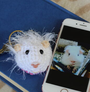 Personalised Crochet Rabbit Guinea Pig Hamster Keyring, 8 of 11