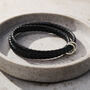 Men's Personalised Black Leather Message Bracelet, thumbnail 3 of 6