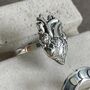Sterling Silver Anatomical Heart Ring, thumbnail 5 of 7