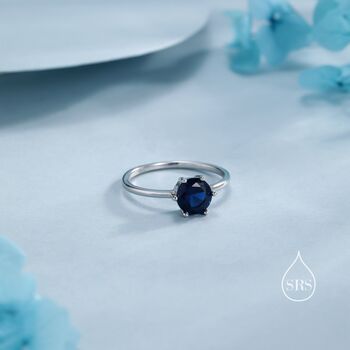 Sterling Silver One Carat Sapphire Blue Cz Ring, 2 of 12