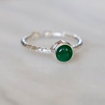 Adjustable Textured Sterling Silver Birthstone Ring, 2 of 8