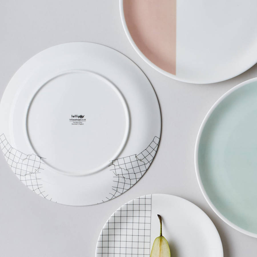 Fine Bone China Grid Tableware Complete Set By Lollipop Designs