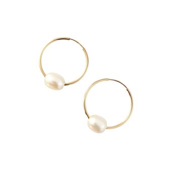 Floating Pearl Hoop Earrings, 2 of 3