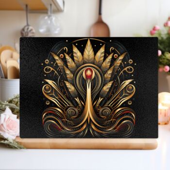 Art Deco Glass Chopping Board Celestial Aviary Two, 3 of 8