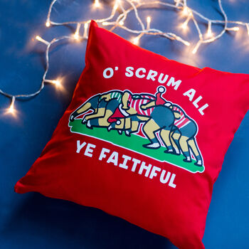 Funny Rugby Christmas Cushion, 2 of 5
